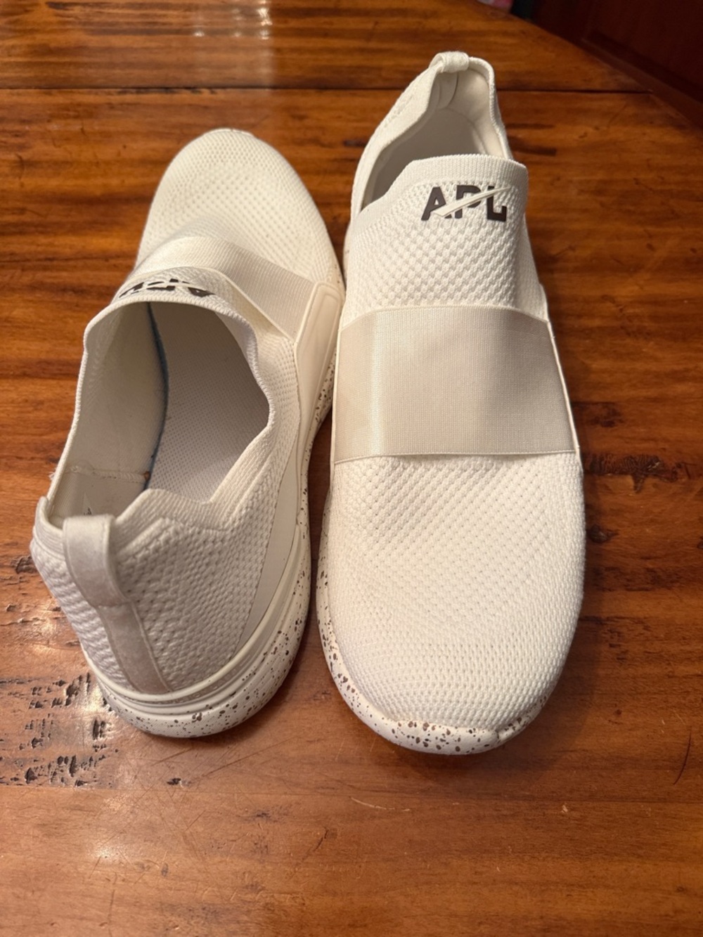 APL White Knit Slip-On Sneakers with Elastic Strap
